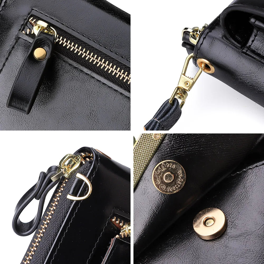 Soft Leather Shoulder Bag Wallet with Cell Phone Pocket