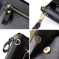 Soft Leather Shoulder Bag Wallet with Cell Phone Pocket