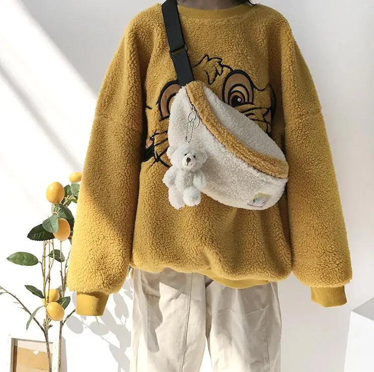 Soft Plush Shoulder Bag for Women Girls