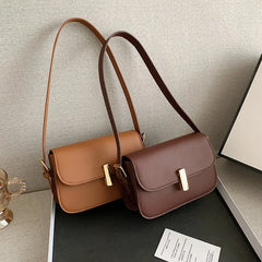 Women Shoulder Bag Solid Handbag INS Black/Coffee/Brown PU Leather Square Bags