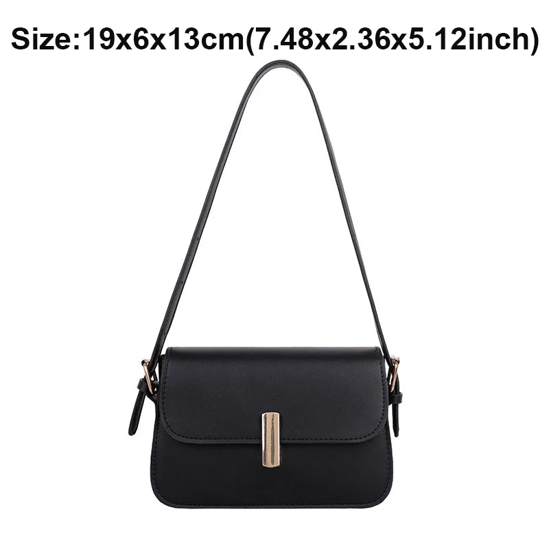 Women Shoulder Bag Solid Handbag INS Black/Coffee/Brown PU Leather Square Bags