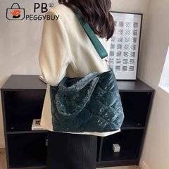 Winter Women Shoulder Bag Nylon Cotton-Padded Down Tote