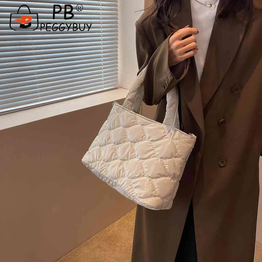 Winter Women Shoulder Bag Nylon Cotton-Padded Down Tote
