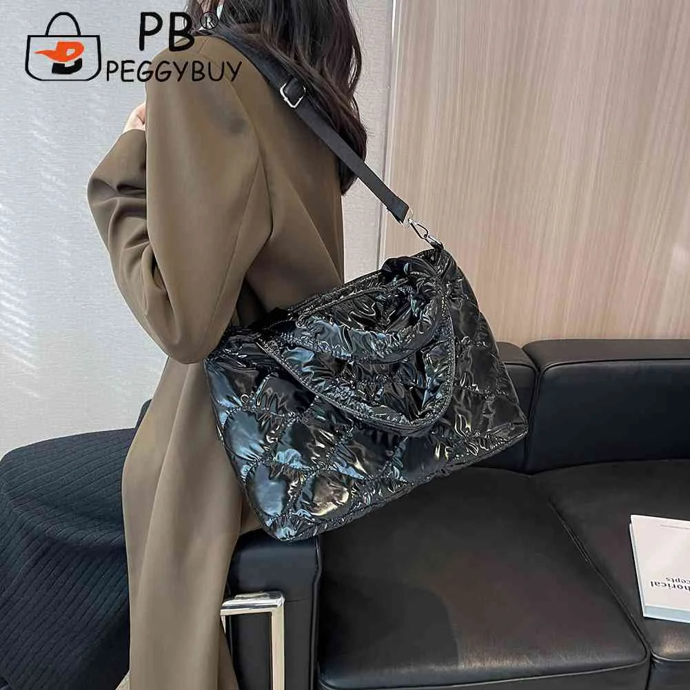 Winter Women Shoulder Bag Nylon Cotton-Padded Down Tote