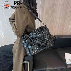 Winter Women Shoulder Bag Nylon Cotton-Padded Down Tote