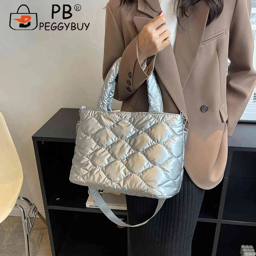 Winter Women Shoulder Bag Nylon Cotton-Padded Down Tote