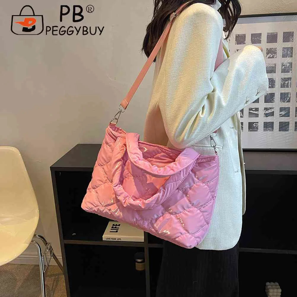 Winter Women Shoulder Bag Nylon Cotton-Padded Down Tote