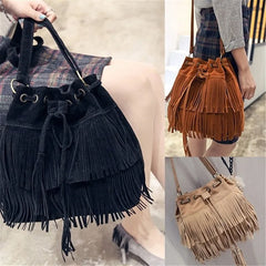 Women Shoulder Bag Solid Tassels Trending Cross Body Bag Tassel Faux Fringe