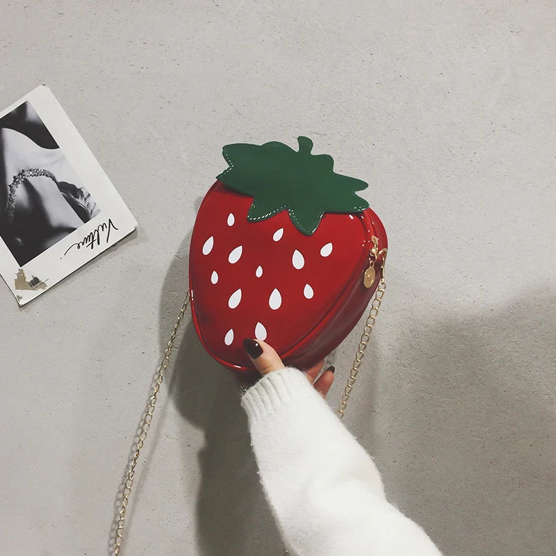 Strawberry Shape Shoulder Bag Chain Crossbody Girls Purses Handbag