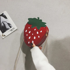 Strawberry Shape Shoulder Bag Chain Crossbody Girls Purses Handbag