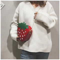 Strawberry Shape Shoulder Bag Chain Crossbody Girls Purses Handbag
