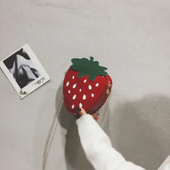 Strawberry Shape Shoulder Bag PU Leather Crossbody Girls Purses Handbag