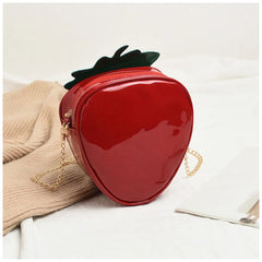 Strawberry Shape Shoulder Bag PU Leather Crossbody Handbag