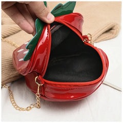 Strawberry Shape Shoulder Bag PU Leather Crossbody Girls Purses Handbag