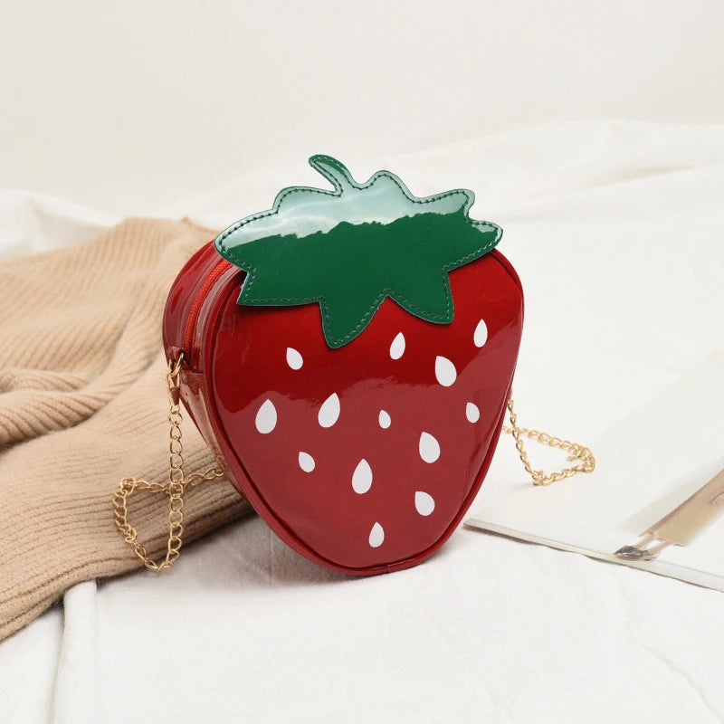 Strawberry Shape Shoulder Bag Chain Crossbody Girls Purses Handbag