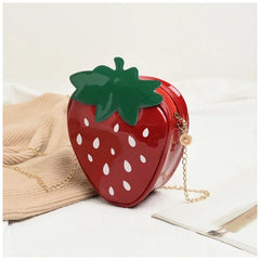 Strawberry Shape Shoulder Bag PU Leather Crossbody Girls Purses Handbag