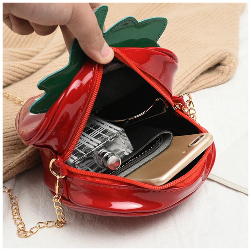Strawberry Shape Shoulder Bag Chain Crossbody Girls Purses Handbag
