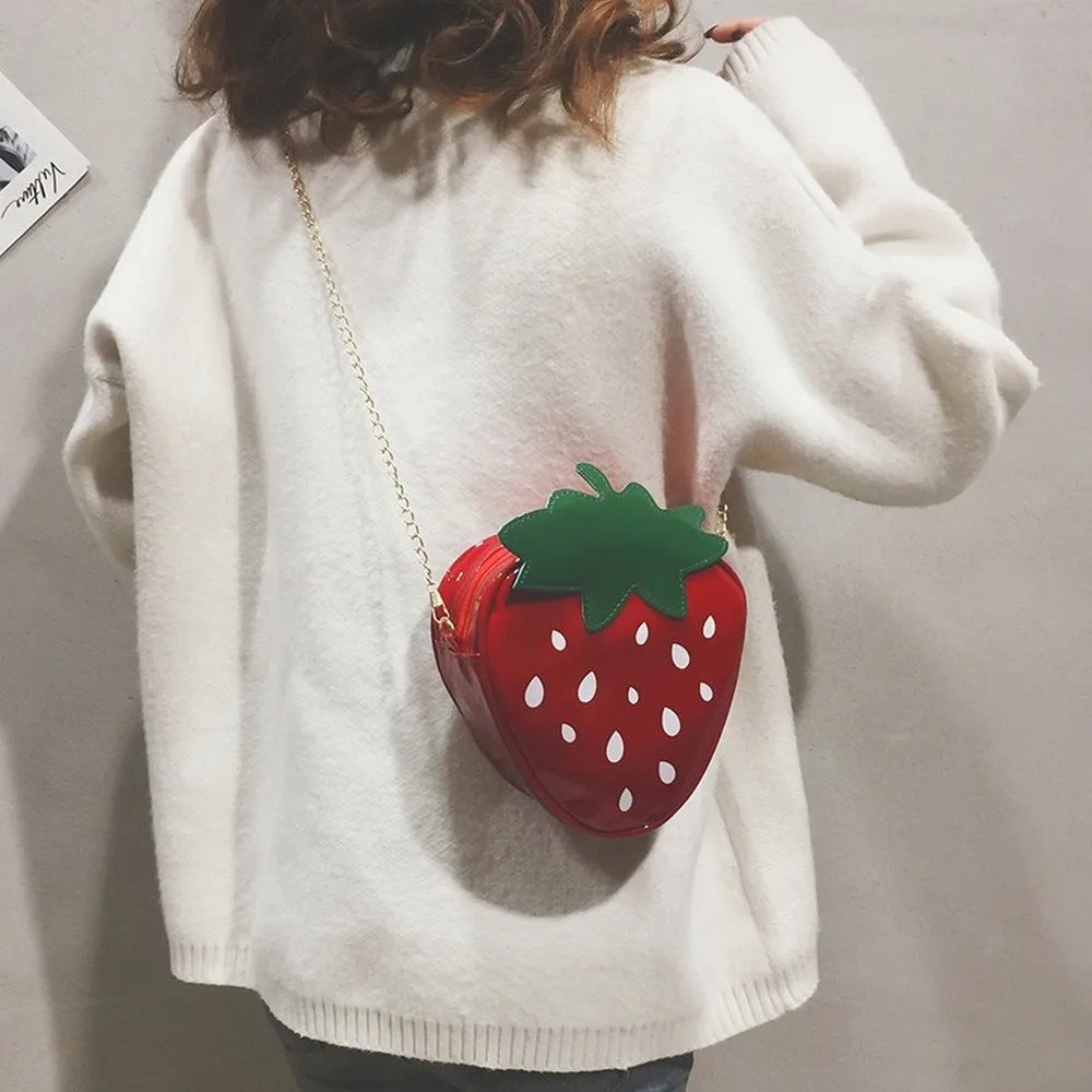 Strawberry Shape Crossbody Bag for Women Girls