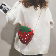 Strawberry Shape Shoulder Bag Chain Crossbody Girls Purses Handbag