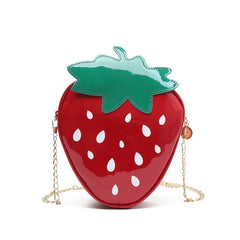 Strawberry Shape Shoulder Bag PU Leather Crossbody Handbag