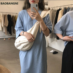 Women Shoulder Bag Canvas Crossbody Handbag Knot Bow Zipper