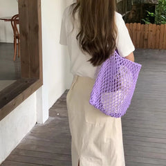 Women Shoulder Bag Summer Style Ins Mesh Hollow Out Beach Style
