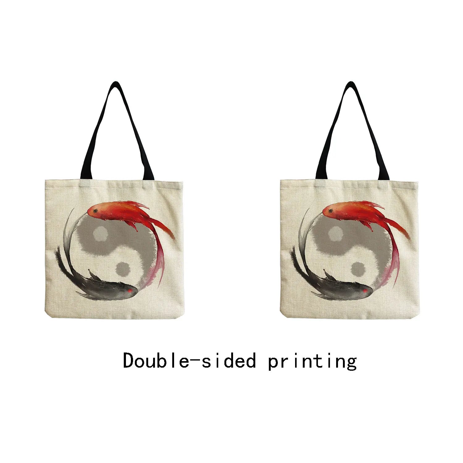 Geometric Tai Chi Print Shoulder Tote Bag