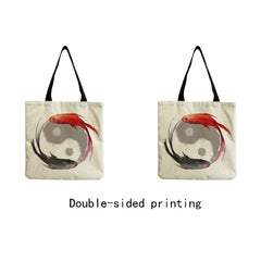 Geometric Tai Chi Print Shoulder Tote Bag