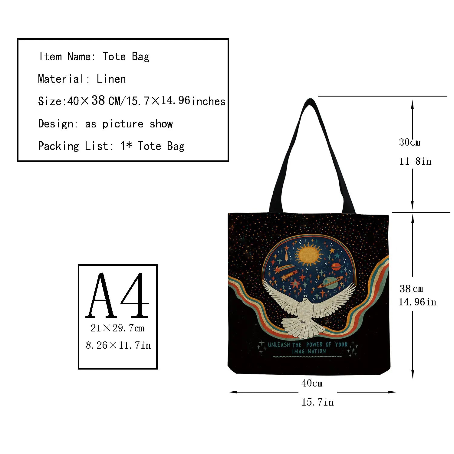 Geometric Tai Chi Print Shoulder Tote Bag
