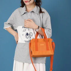 Women Shoulder Bag Tote Casual Zipper Handle Canvas Crossbody Bag