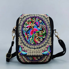 Vintage Floral Embroidered Crossbody Shoulder Bag