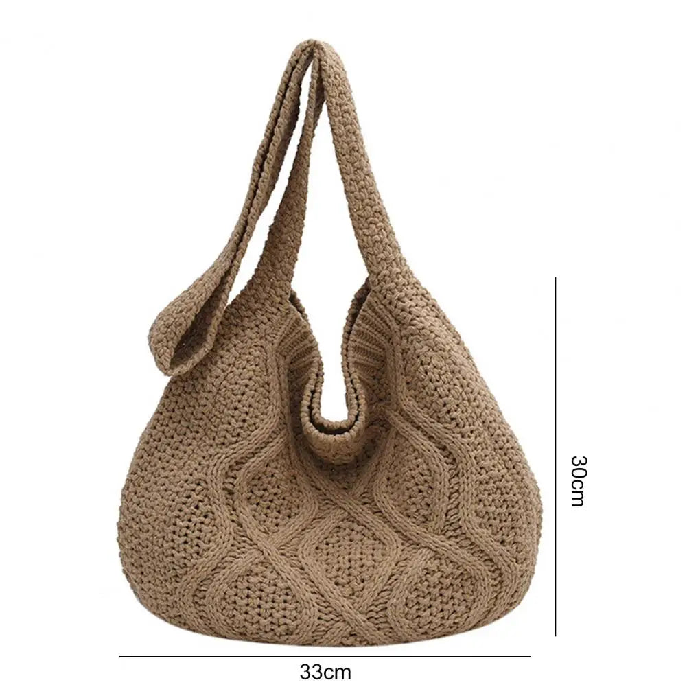 Crochet Crossbody Bag Twist Pattern Large Capacity Tote Bag