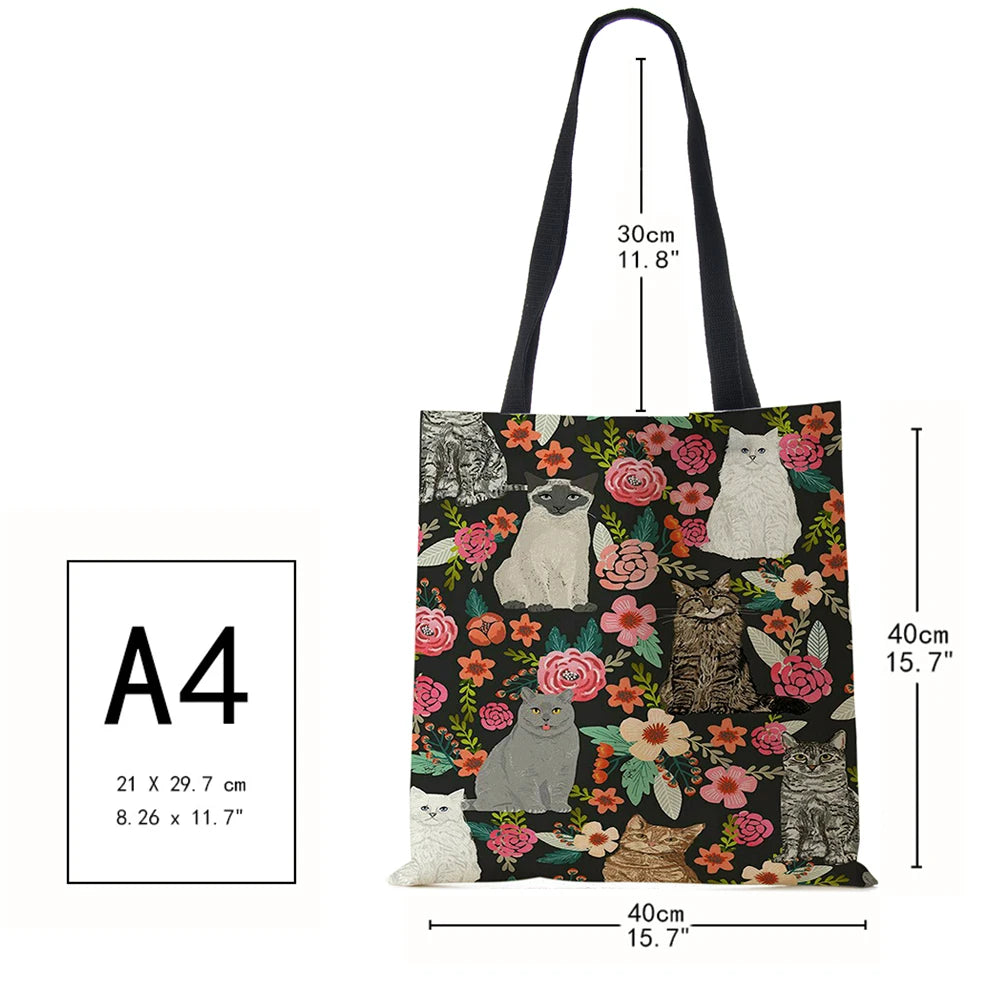 Vintage Cat Animated Canvas Tote Bag