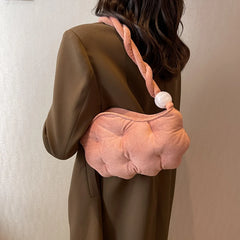 Winter Cotton Shoulder Bag for Women Clutch Handbag