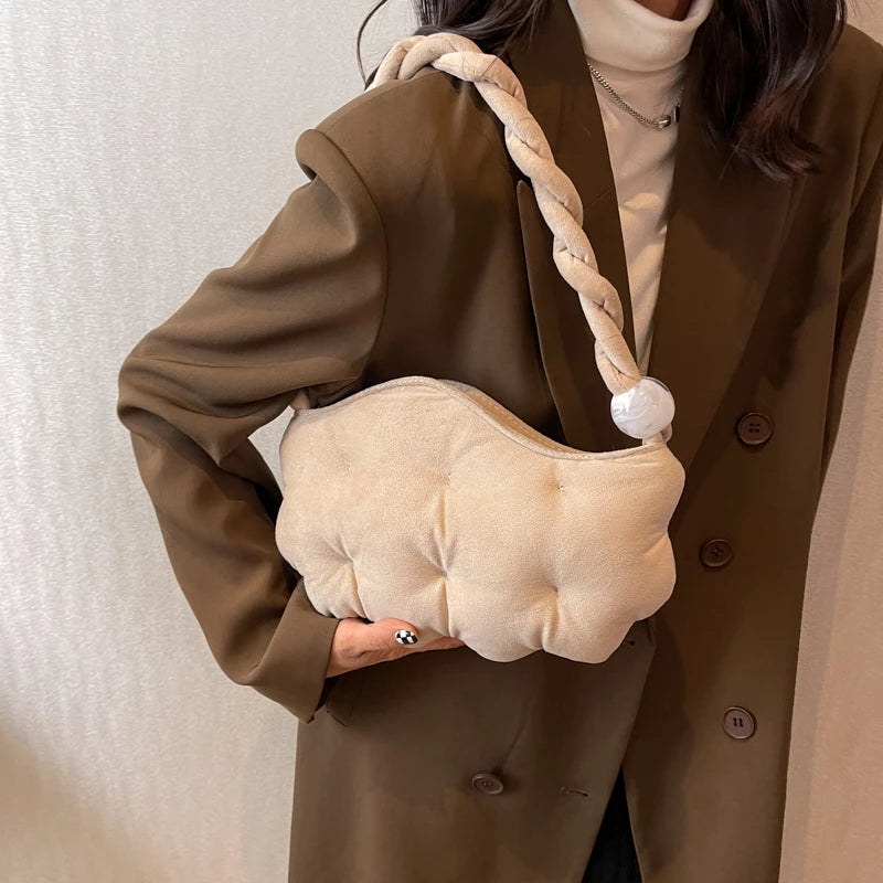 Winter Cotton Shoulder Bag for Women Clutch Handbag