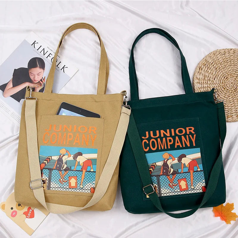 Canvas Tote Bags Cartoon Anime Print Crossbody Bags