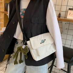 Canvas Crossbody Shoulder Bag Cartoon Planet Embroidery Handbag