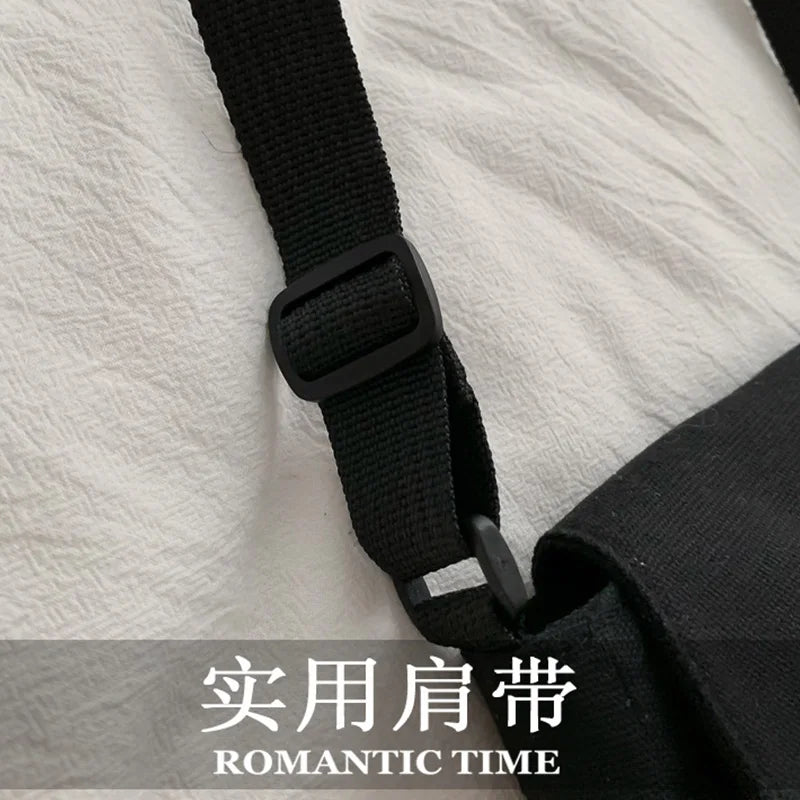 Canvas Crossbody Shoulder Bag with Cartoon Planet Embroidery