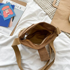 Corduroy Shopper Bags Girl Cat Doll Mini Crossbody Bags