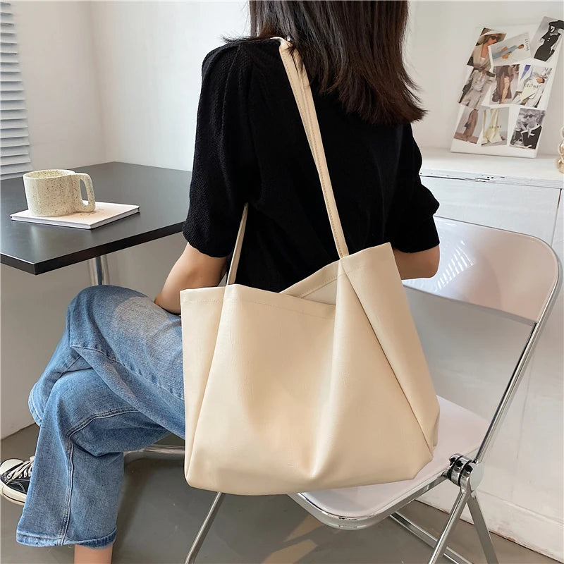 Women Shoulder Bags Large Capacity PU Leather Tote Bag Modern OL Minimalist