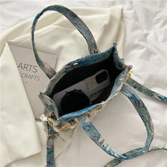 Women Shoulder Bags Oil-painting Canvas Bag Chain Totes