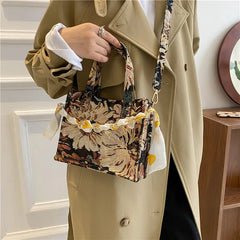 Women Shoulder Bags Oil-painting Canvas Bag Chain Totes