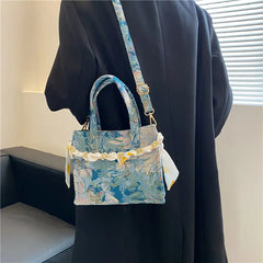 Women Shoulder Bags Oil-painting Canvas Bag Chain Totes