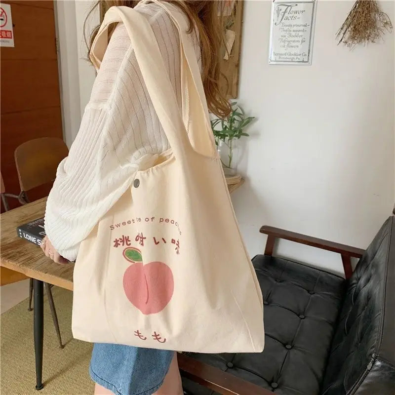 Canvas Shoulder Bag Large Capacity School Tote Ulzzang