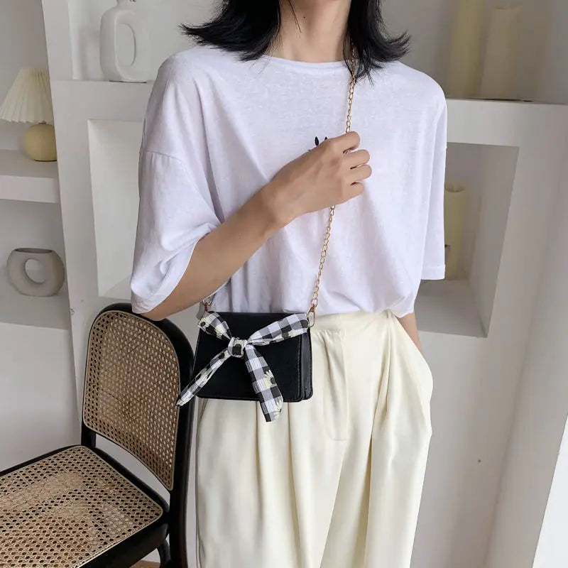 Women Shoulder Bags Bow Crossbody Handbags Large Capacity Travel Mini Flap-bag