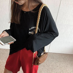 Vintage Shoulder Bag Braided Strap PU Leather Zipper Harajuku Cross-body