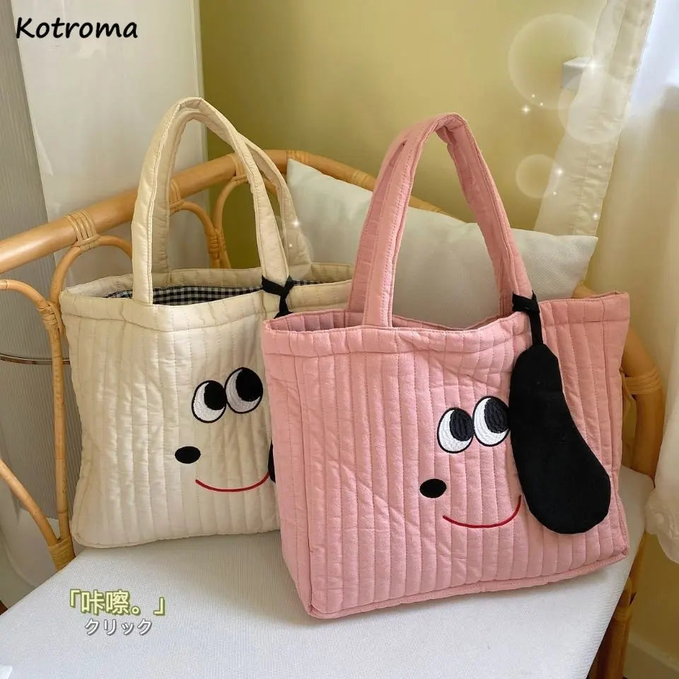 Women Shoulder Bags Cartoon Embroidery Large Capacity Tote Bag
