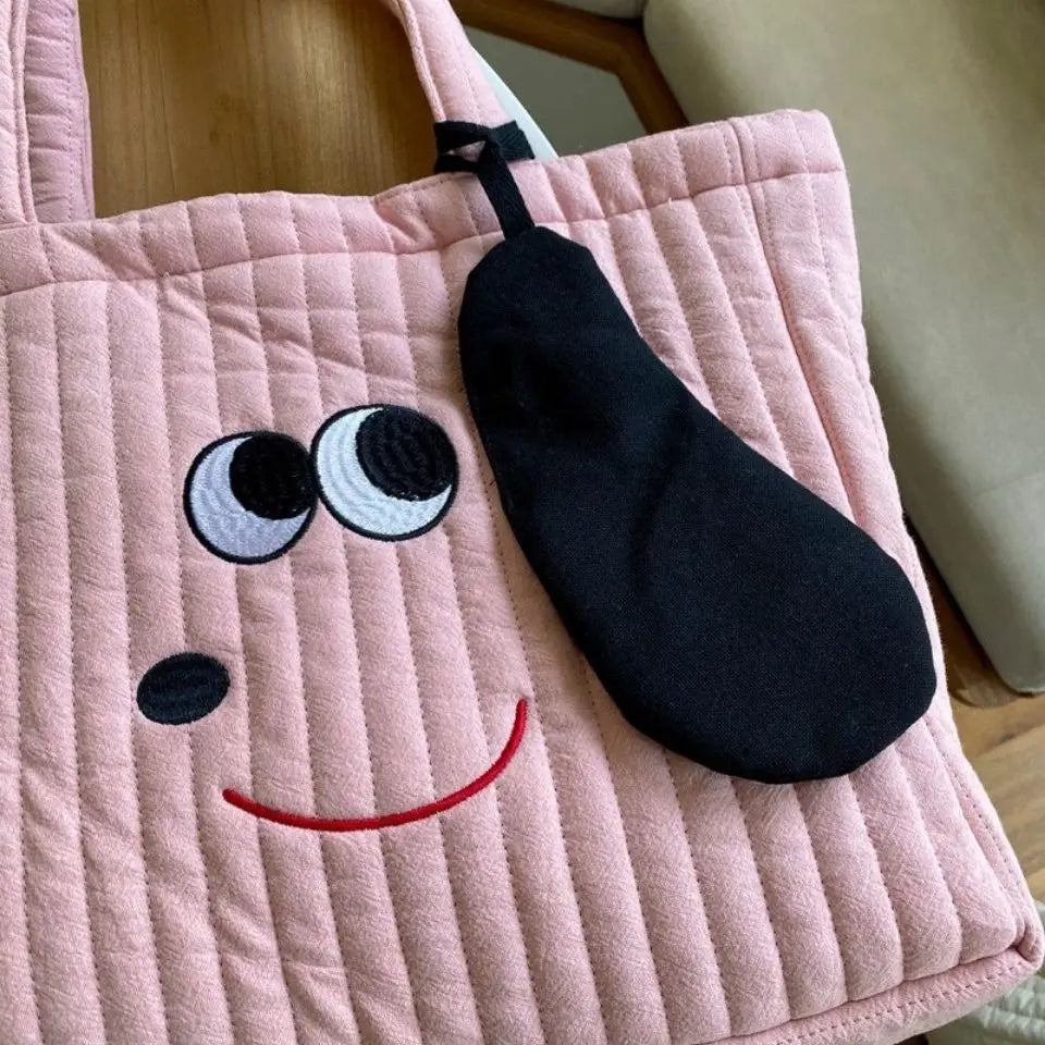 Women Shoulder Bags Cartoon Embroidery Large Capacity Tote Bag