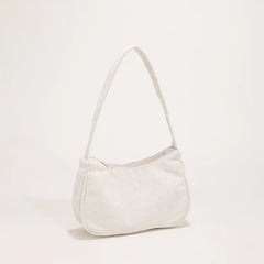 Casual Corduroy Shoulder Bag for Women Travel Portable Handbag