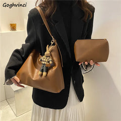 Women Shoulder Bags Casual PU Leather Bucket Bolsa